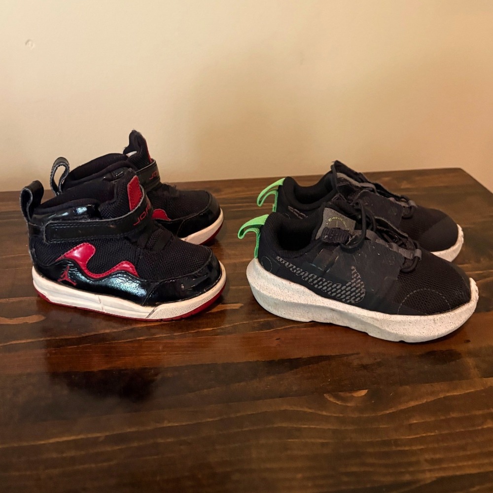 Nike Jordan & Flex Runner Toddler Shoes Lot Size 5C 6C Black Red EUC